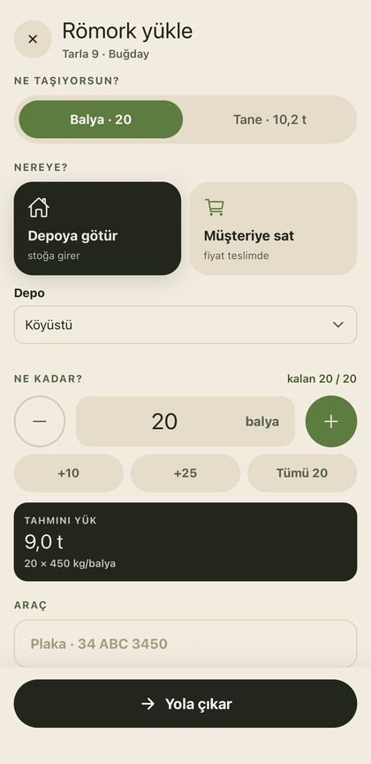 Römork yükle ekranı